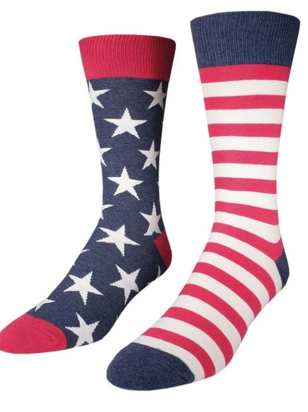 Socksmith Men’s Navy Star Crew Socks with Red Accents
